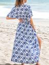 cupshe women's plunging v neck beach dress boho half dolman sleeve empired waist side split maxi summer dresses, navy blue l