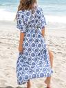 cupshe women's plunging v neck beach dress boho half dolman sleeve empired waist side split maxi summer dresses, navy blue l