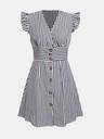 cupshe women's striped summer dresses v neck casual mini dress flutter sleeve ruffle button sundresses black l