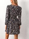 cupshe women floral ruffle summer dress surplice v neck long peasant sleeve elastic waist flowy casual holiday mini dress, black m