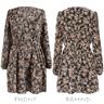 cupshe women floral ruffle summer dress surplice v neck long peasant sleeve elastic waist flowy casual holiday mini dress, black m