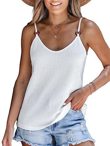 cupshe women loose fit casual flowy tank tops cami v neck sleeveless tshirts, x-small,m white