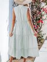 cupshe women ruffle summer dress 2025 stripe notched v neck front button casual sun dress elastic waist holiday beach midi dress with pockets, green l