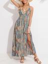 cupshe womens summer maxi dress 2025 sleeveless long sundresses spaghetti strap flowy boho beach vacation dress blue xl