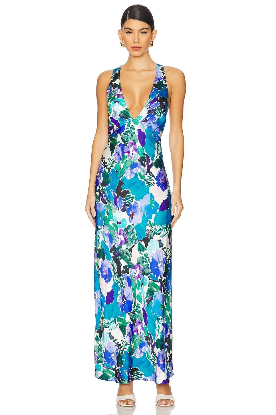 curlewis plunged cross back maxi dress