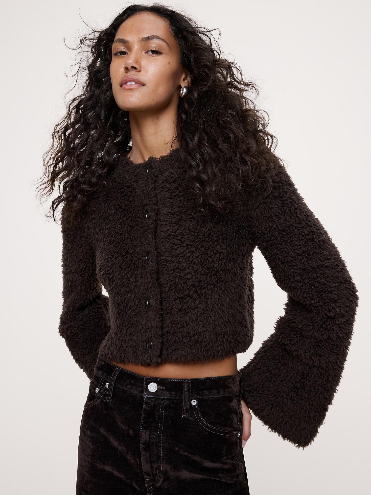 curly merino-blend cardigan