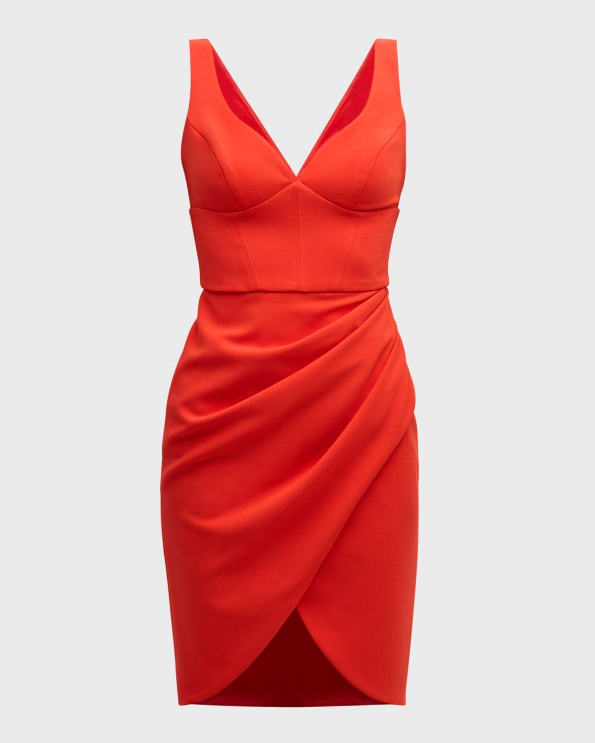 curtis sleeveless pleated tulip midi dress