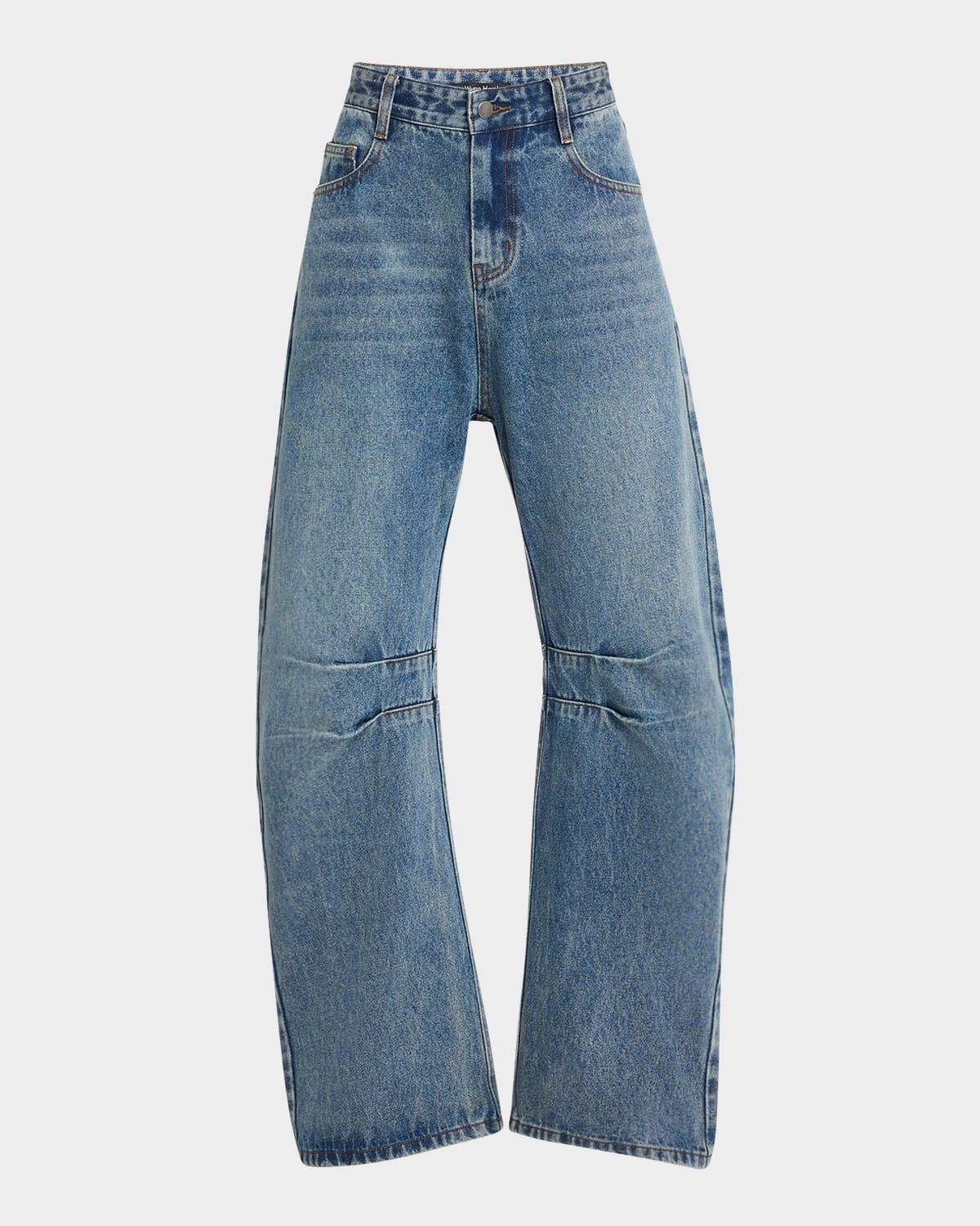 curved dart leg jeans