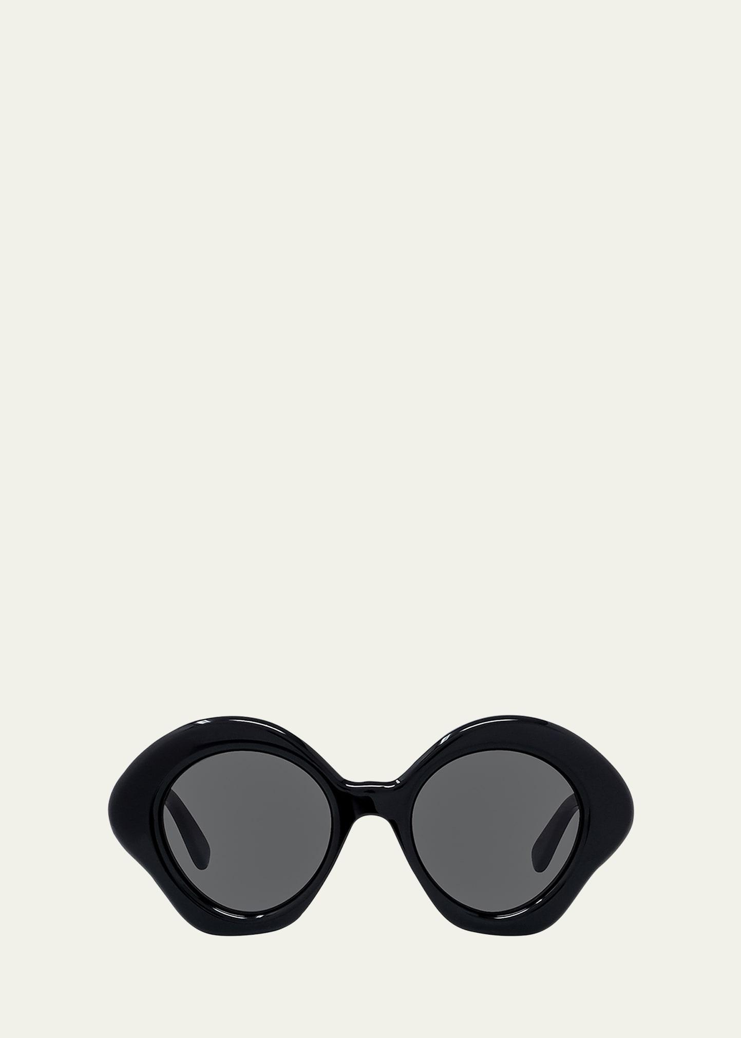 curved logo acetate round sunglasses