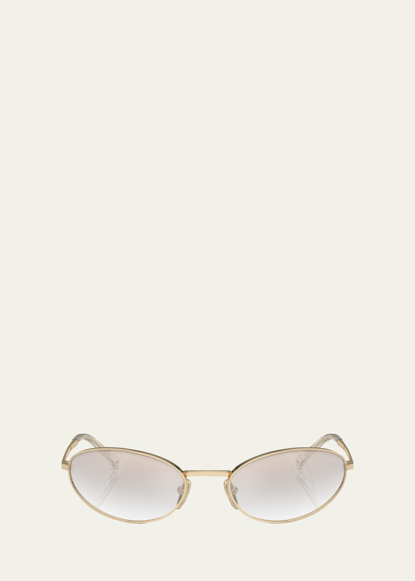 curved mixed-media oval sunglasses