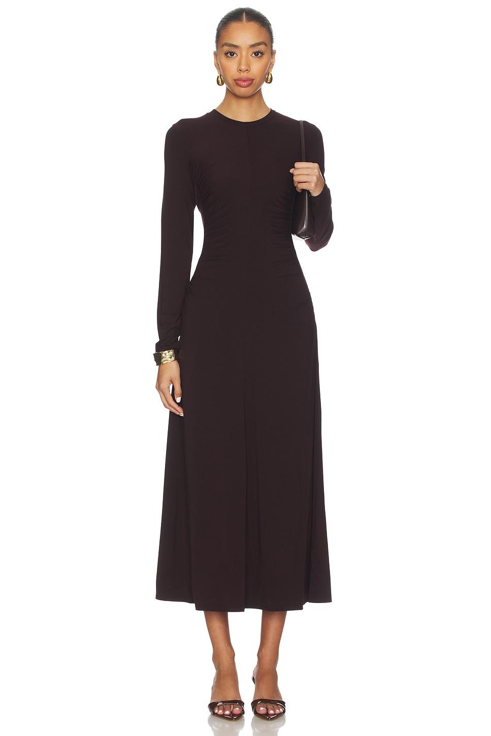 curved seam rouched dress