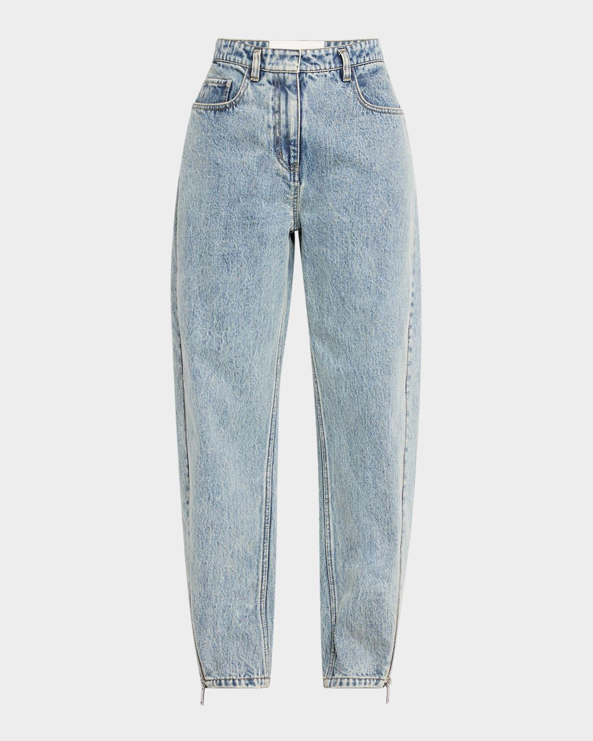 curved side-zip jeans