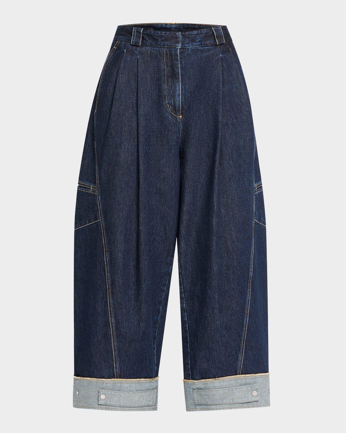 curved wide-leg cropped jeans