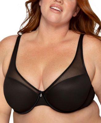 curvy couture womens sheer mesh plunge t shirt bra