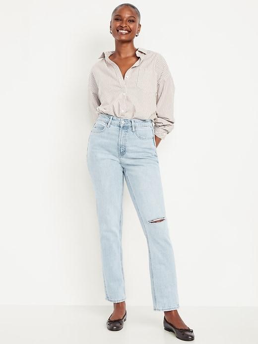 curvy extra high-waisted straight jeans