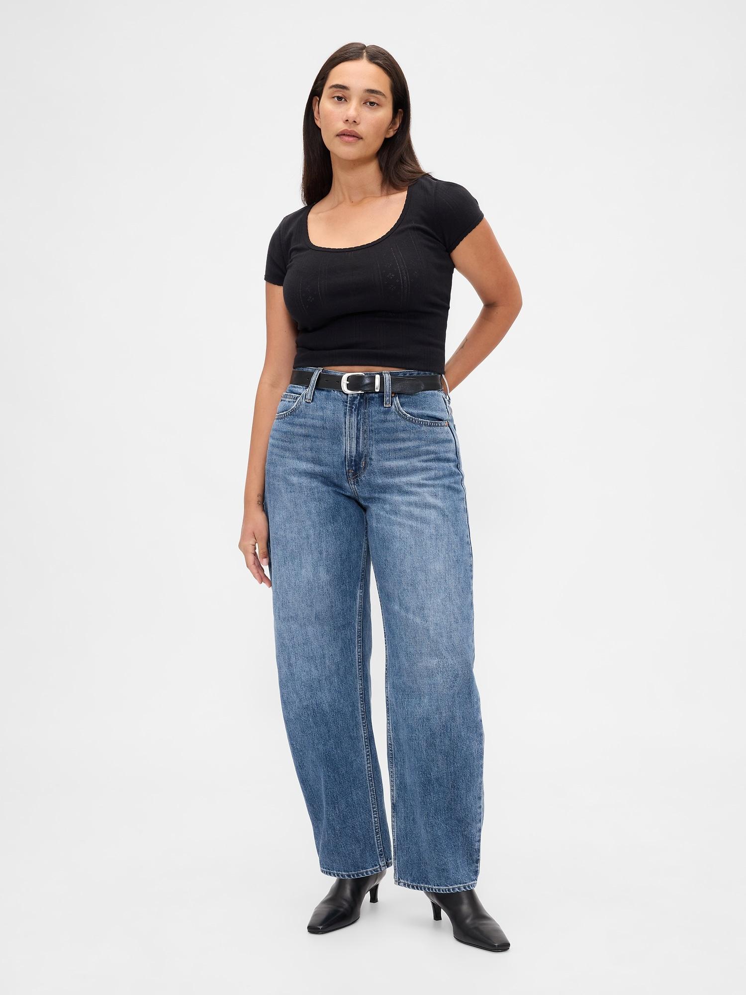 curvy high rise barrel jeans