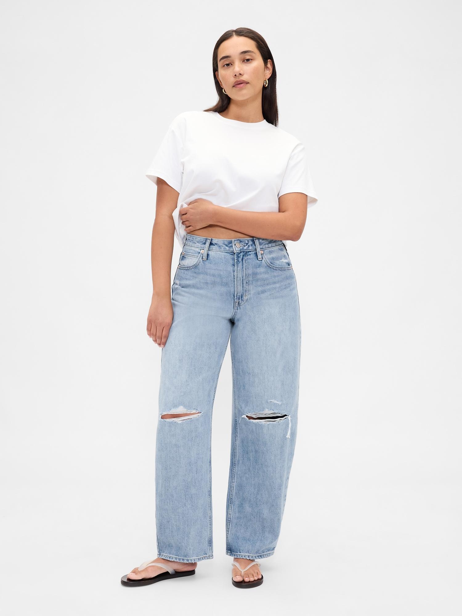 curvy high rise barrel jeans