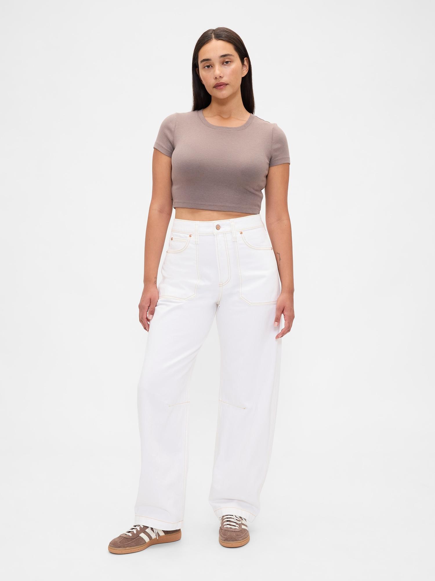 curvy high rise barrel jeans