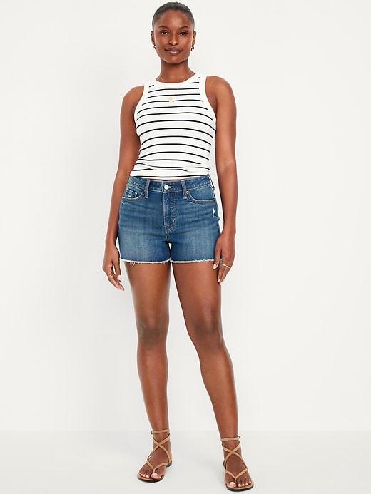 curvy high-waisted og jean cut-off shorts -- 3-inch inseam