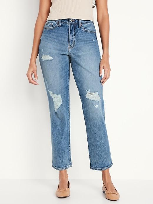 curvy high-waisted og straight ankle jeans
