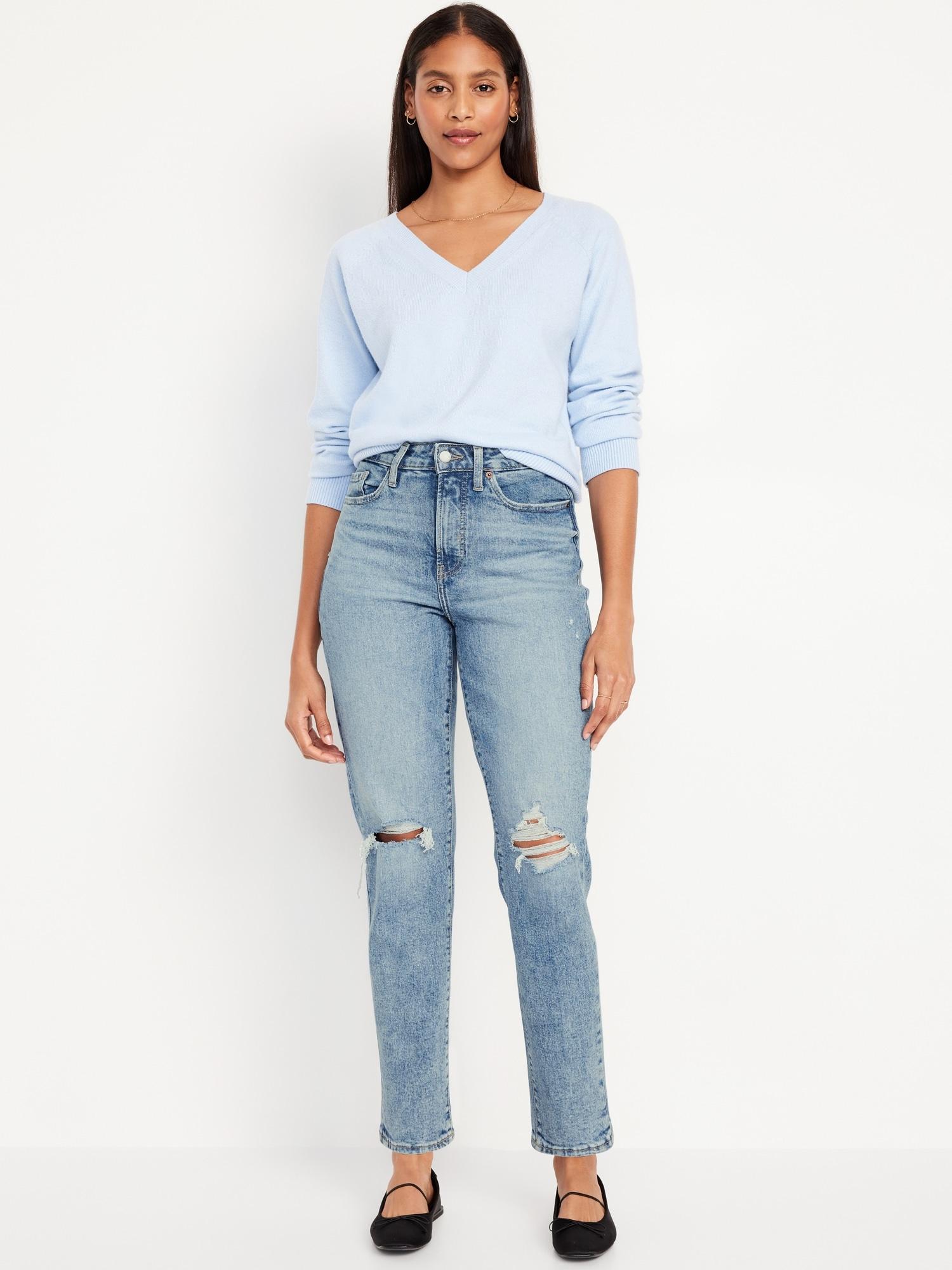 curvy high-waisted og straight ankle jeans