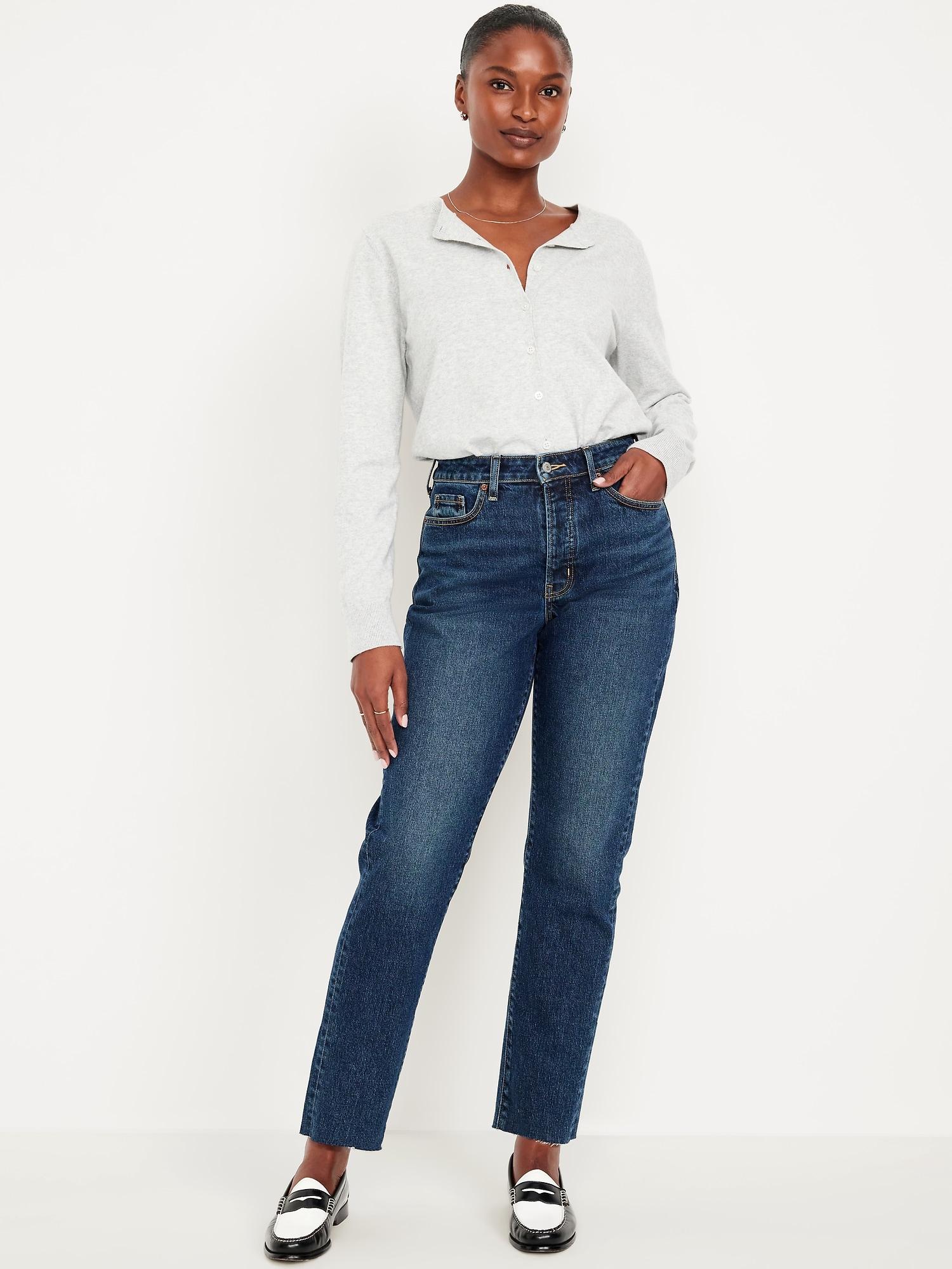 curvy high-waisted og straight ankle jeans