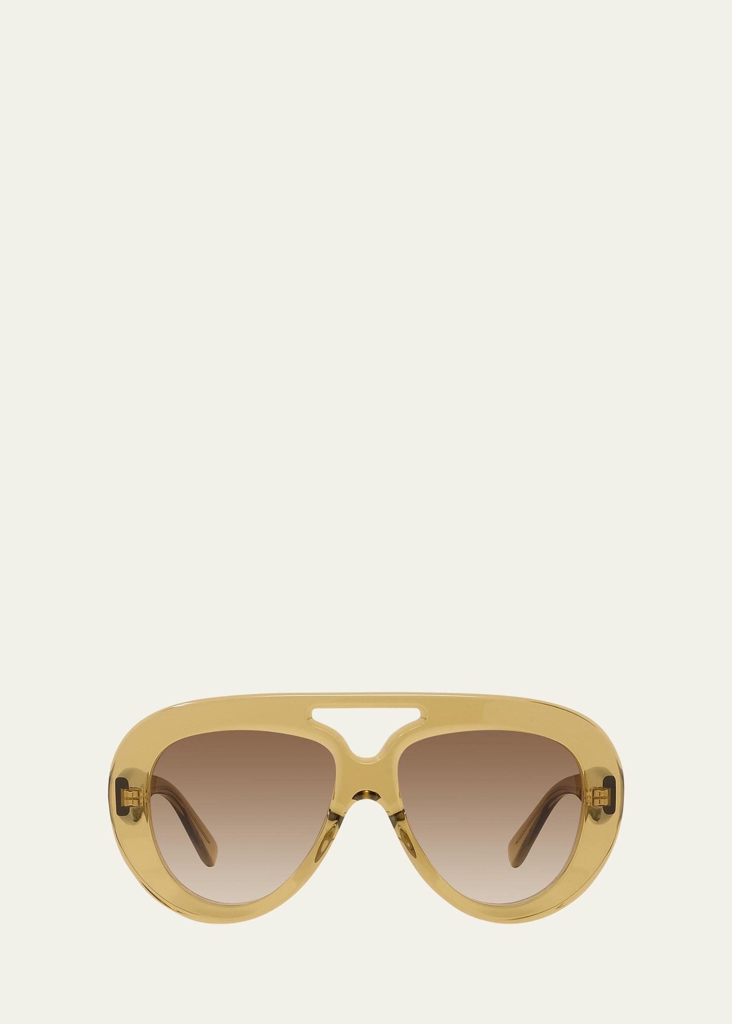 curvy logo-print acetate aviator sunglasses