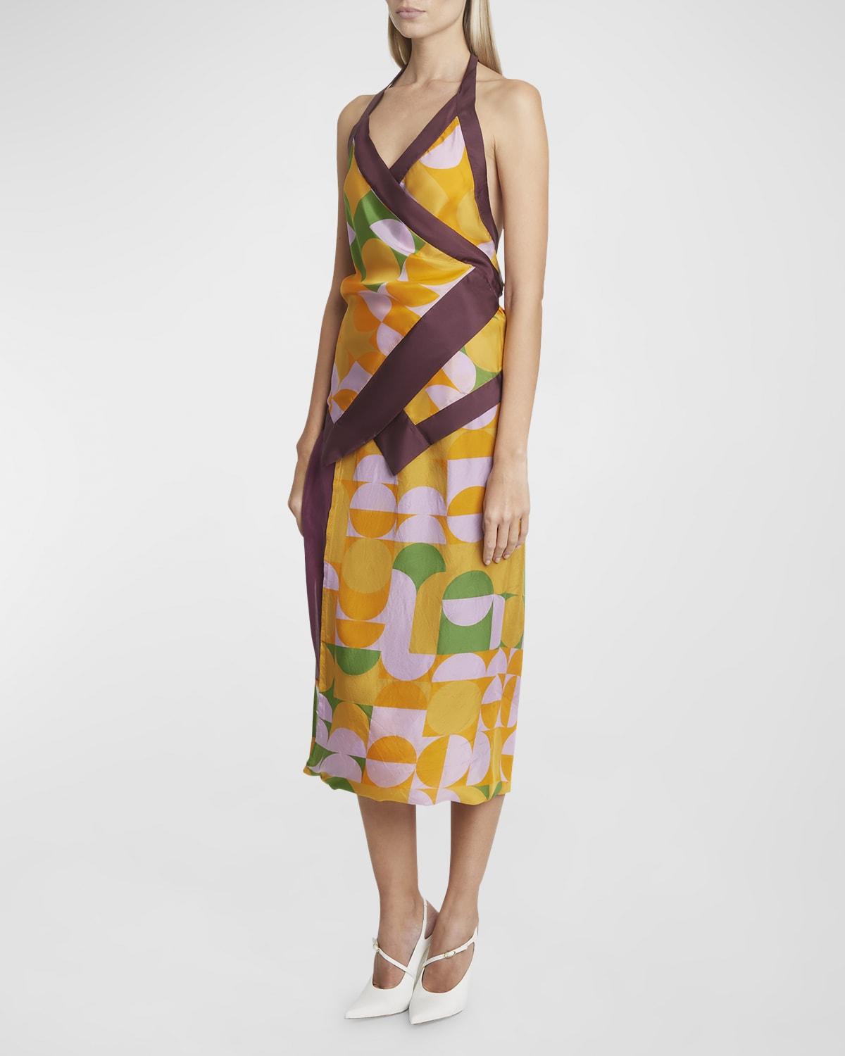 cussia abstract-print wrap scarf halter top