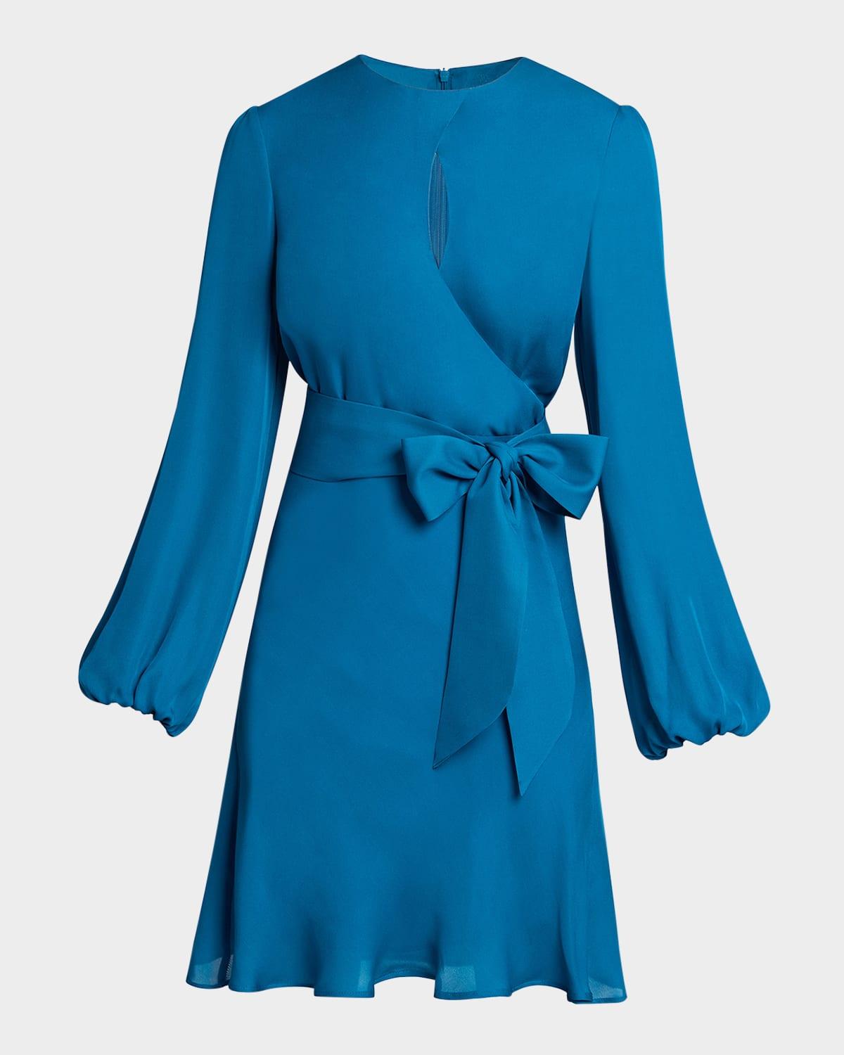 cutout a-line silk georgette dress