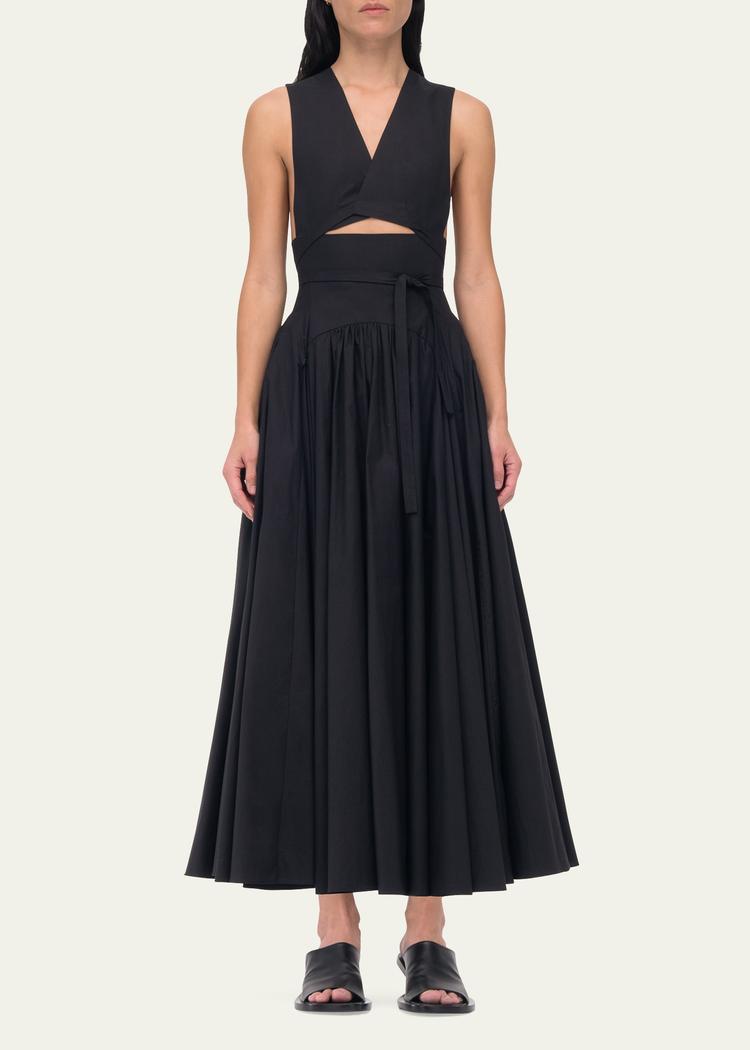 cutout flared wrap dress