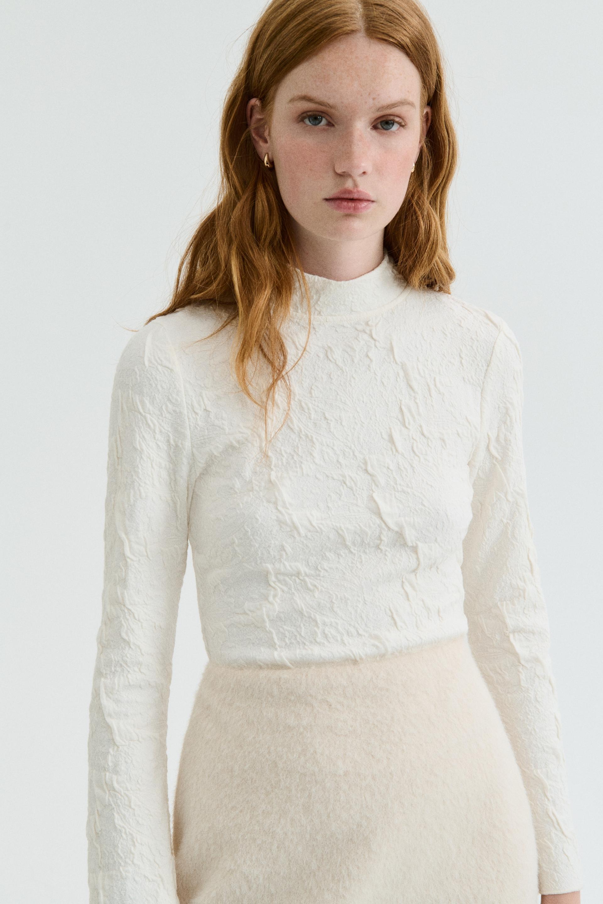 cutout jacquard jersey top