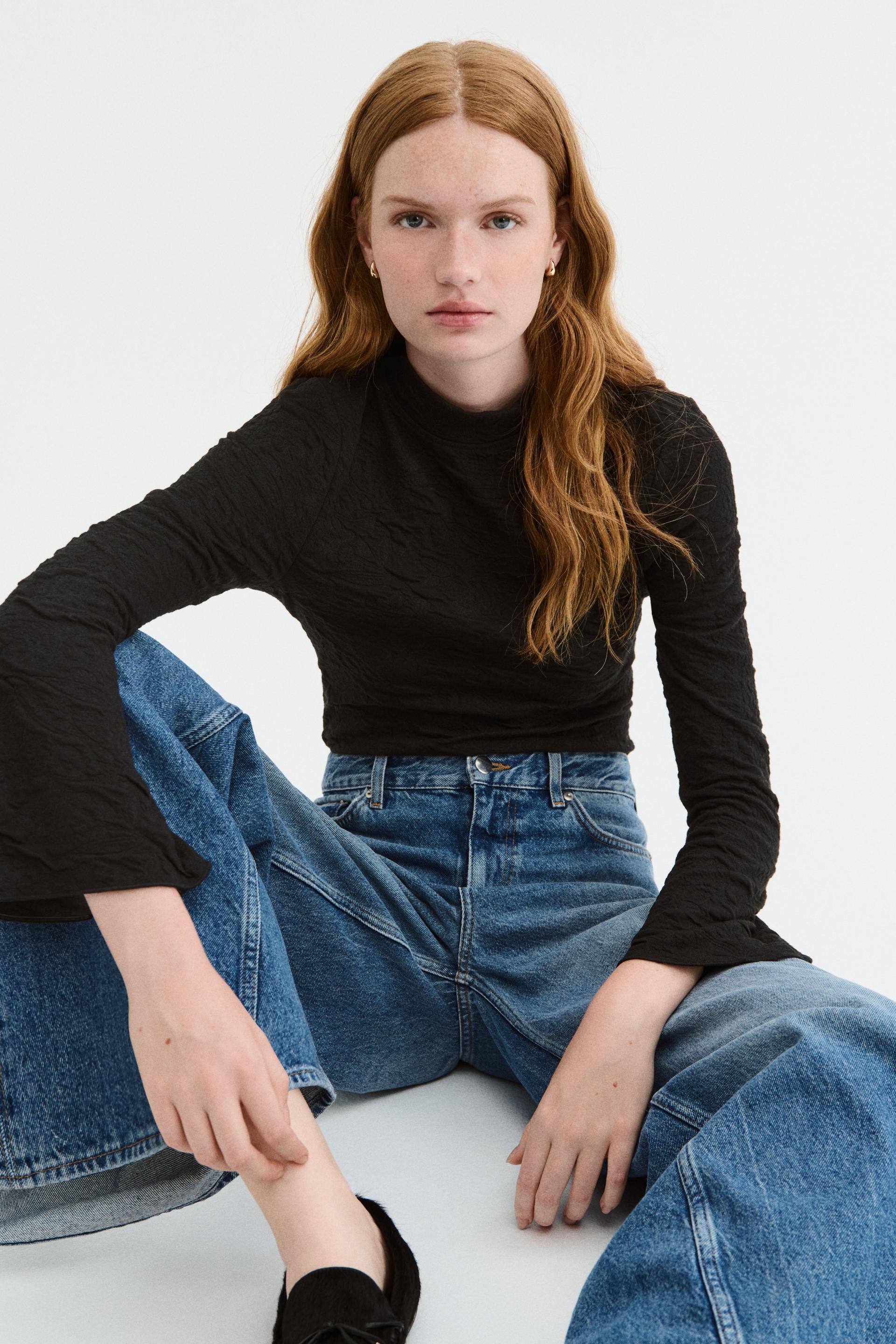 cutout jacquard jersey top