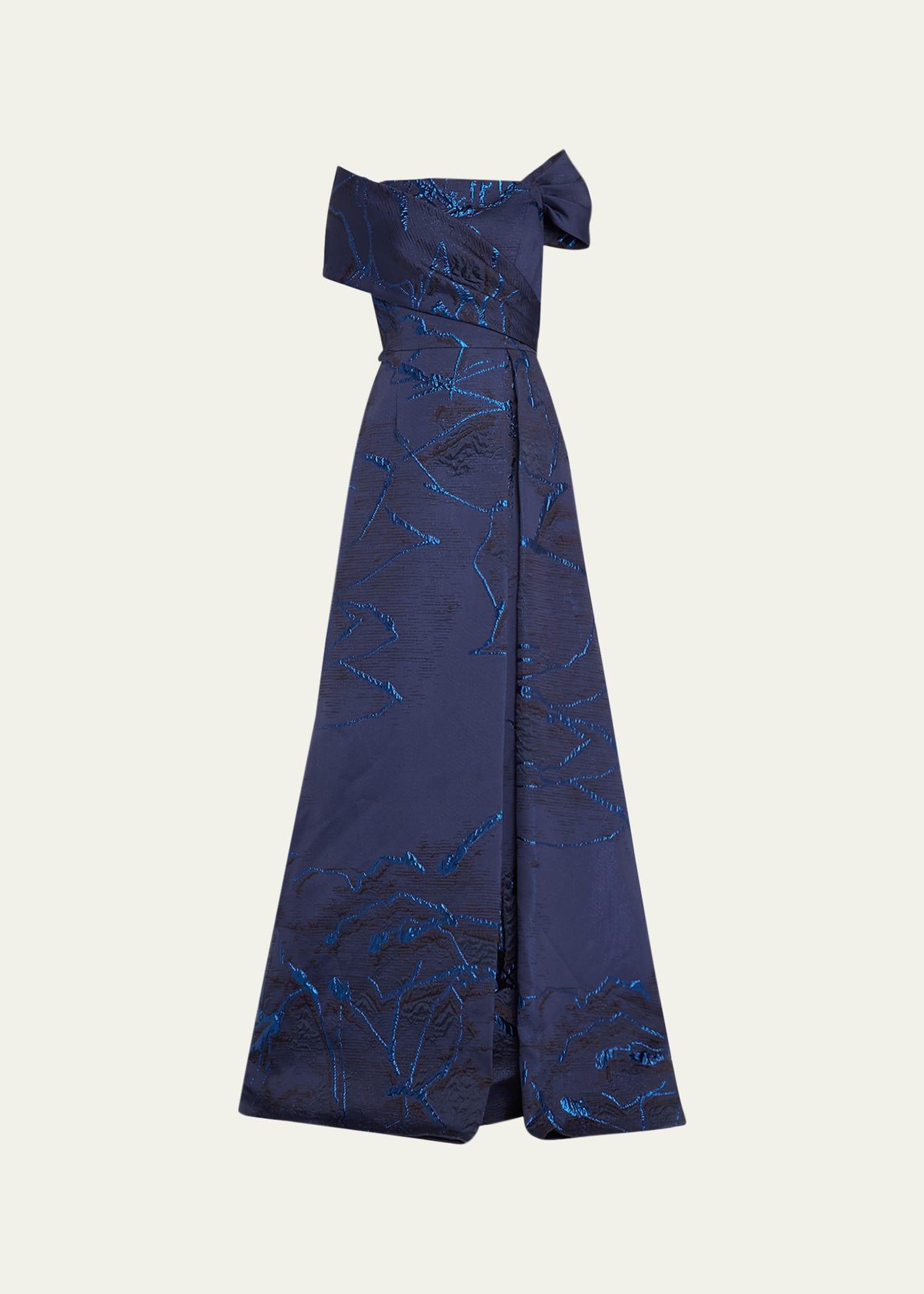 cutout metallic jacquard gown