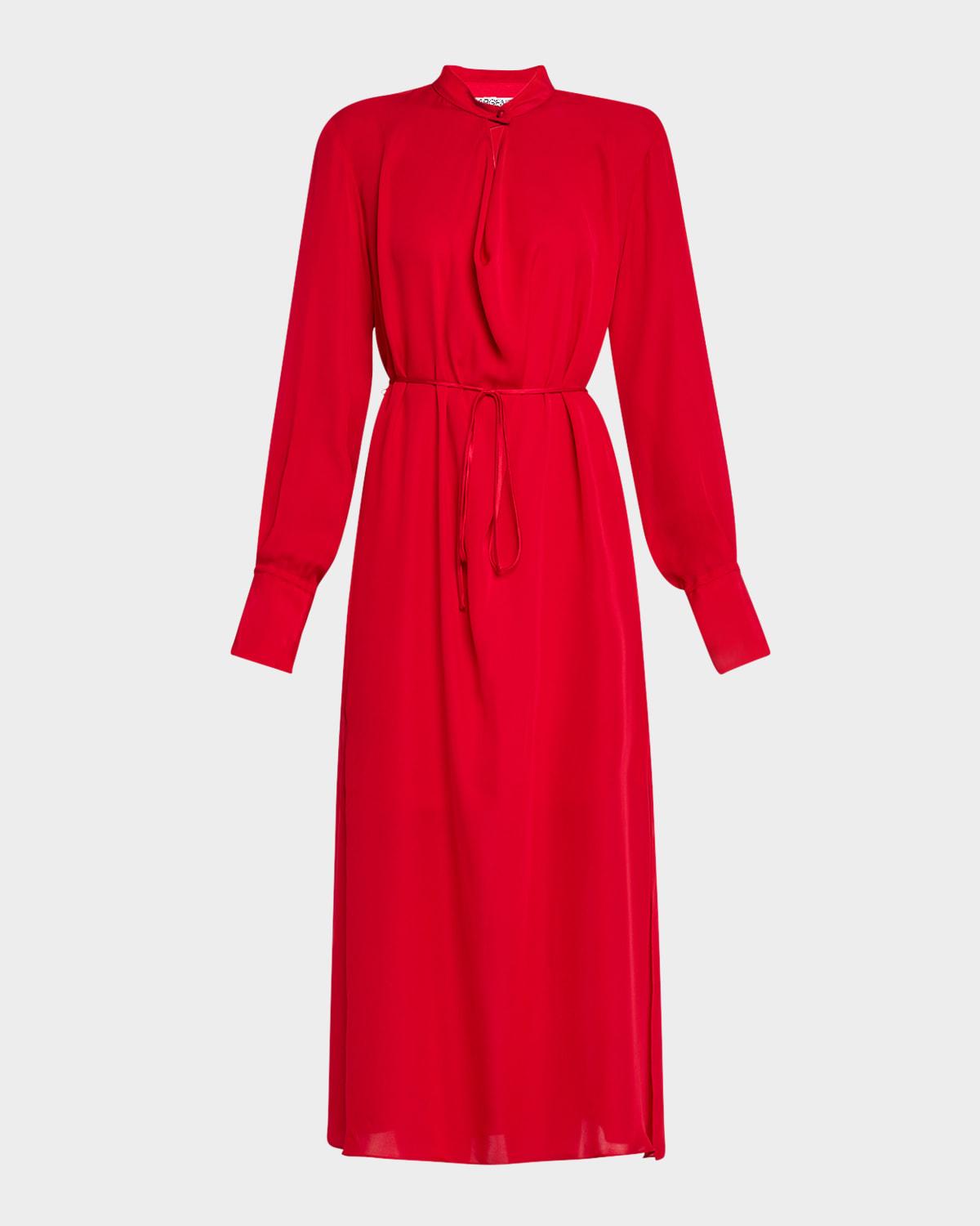 cutout silk double georgette midi dress