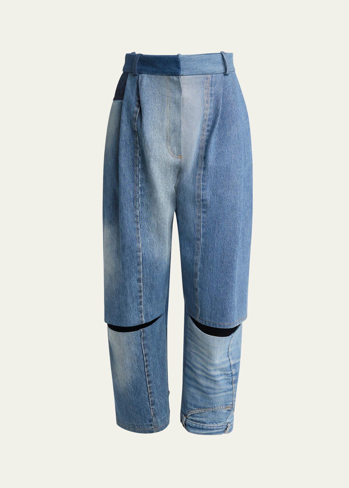 cutout upcycled denim jeans