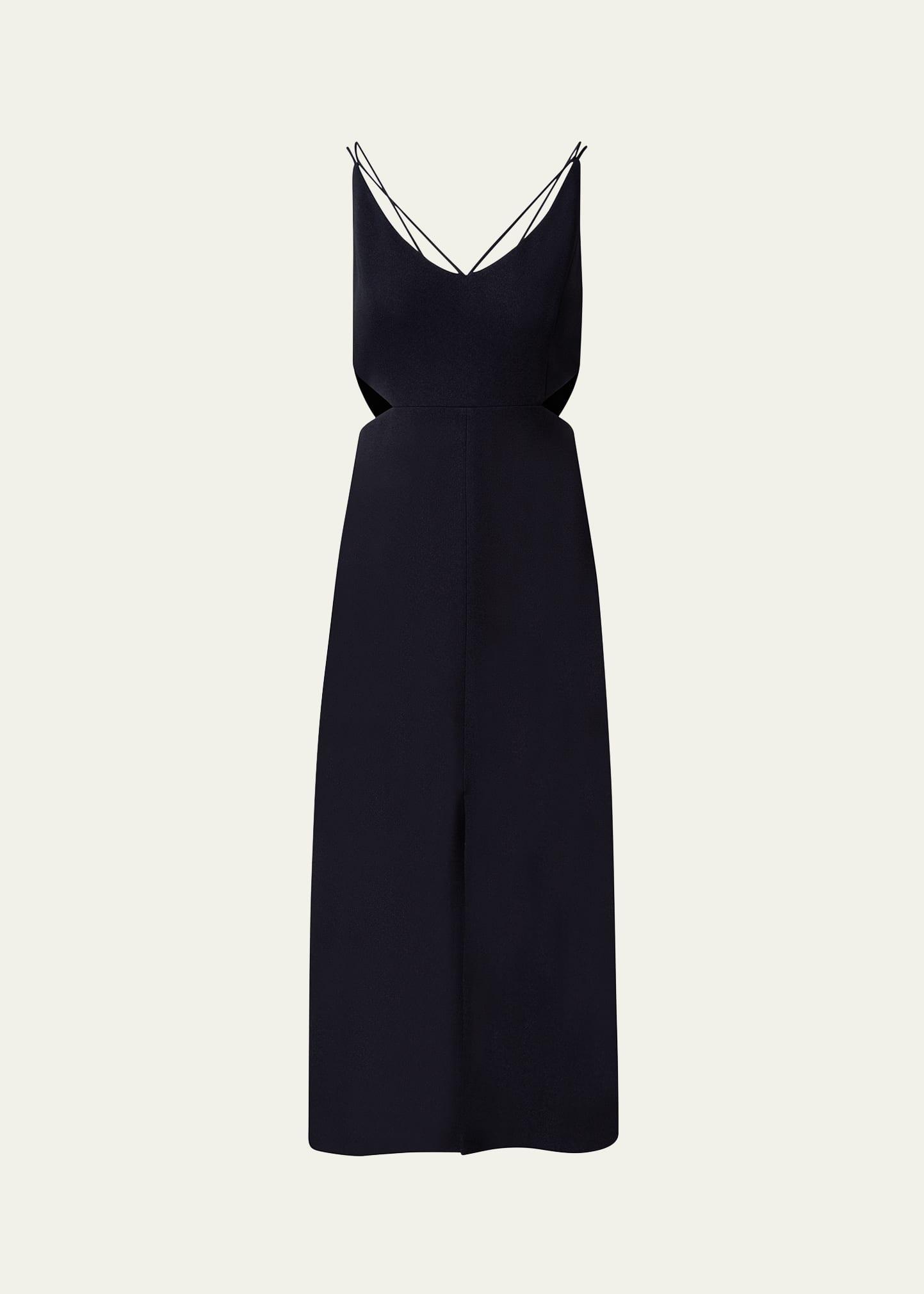 cutout viscose-blend crepe midi dress