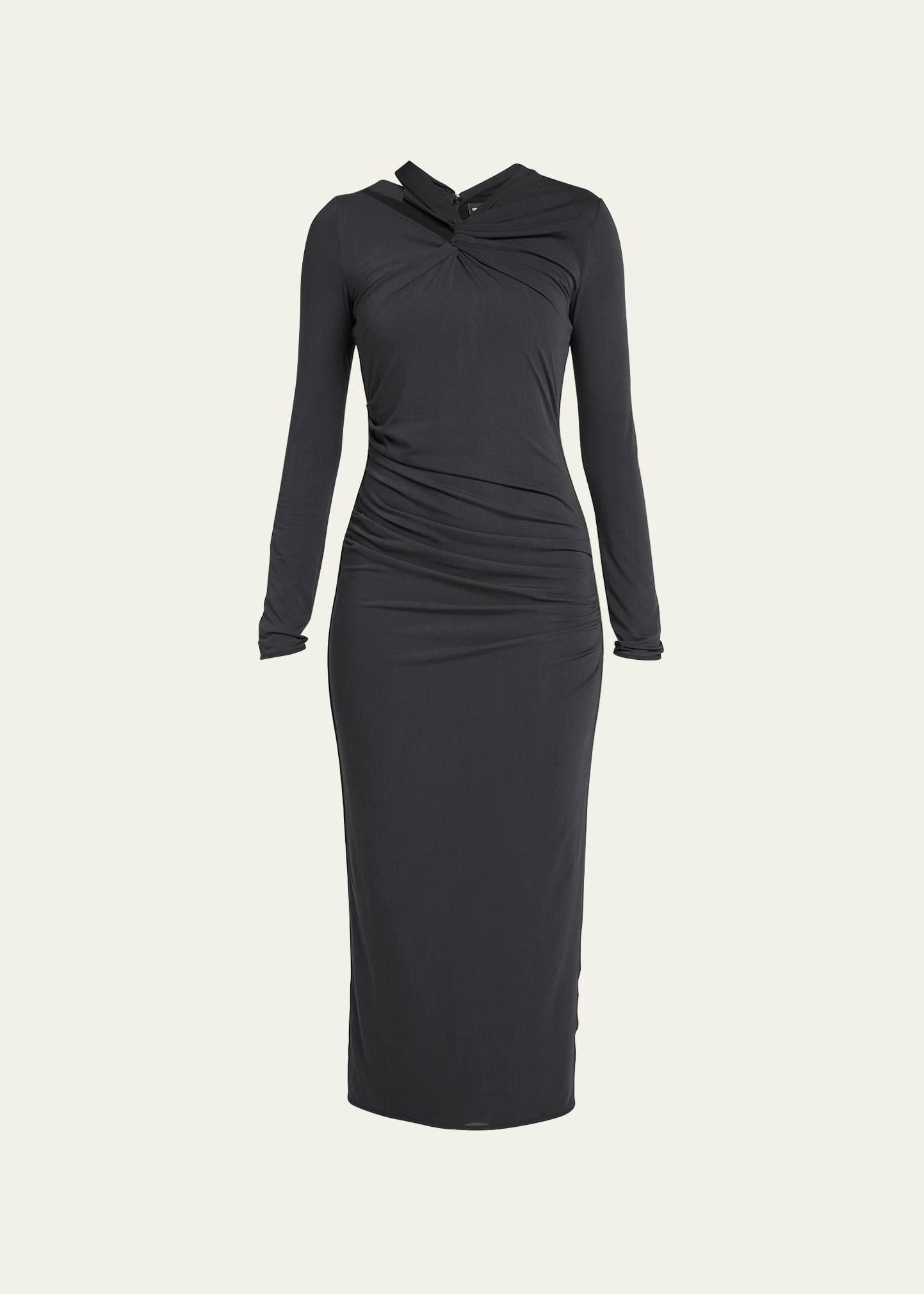 cutout viscose jersey body-con midi dress
