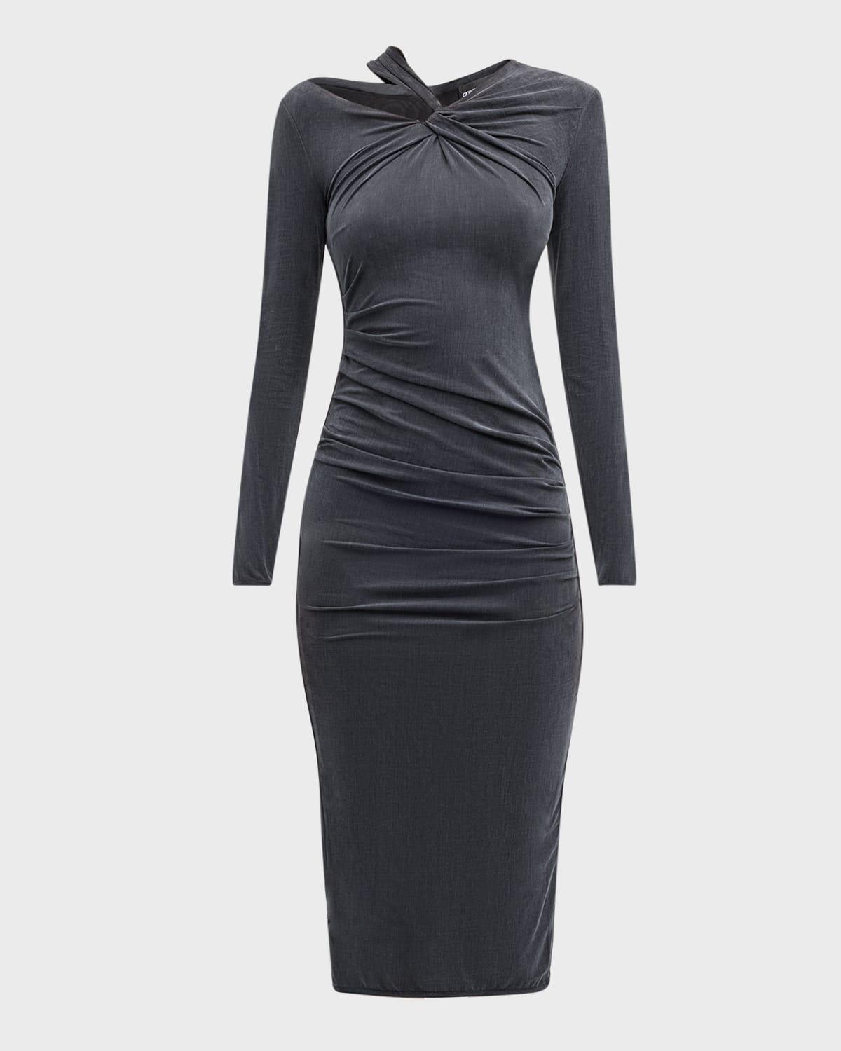 cutout viscose jersey body-con midi dress