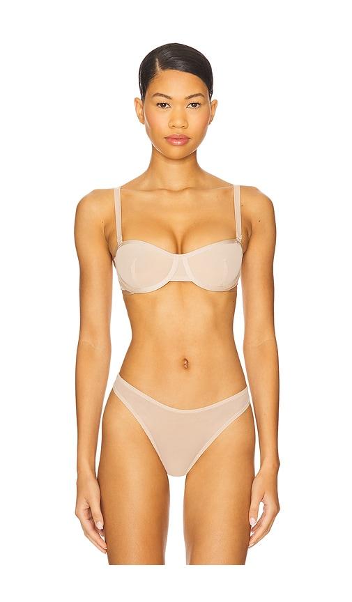 cuup balconette mesh bra in nude.