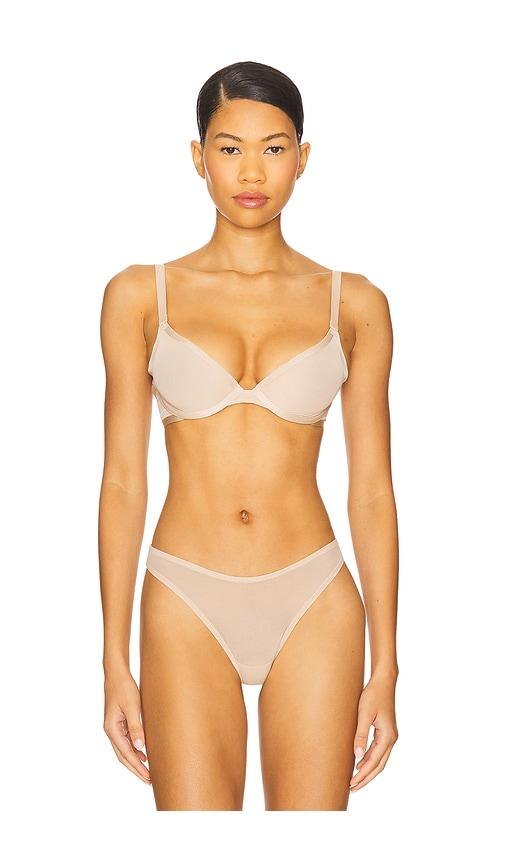 cuup plunge mesh bra in nude.