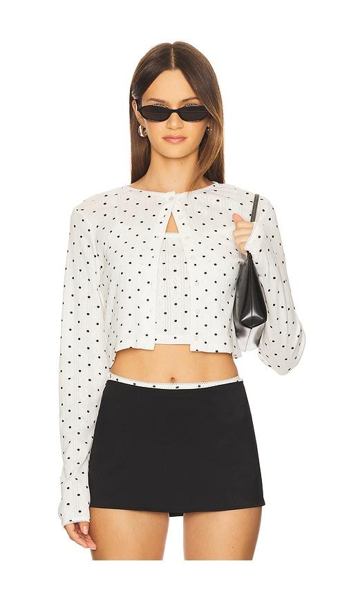 cuup pointelle cardigan in white,black.