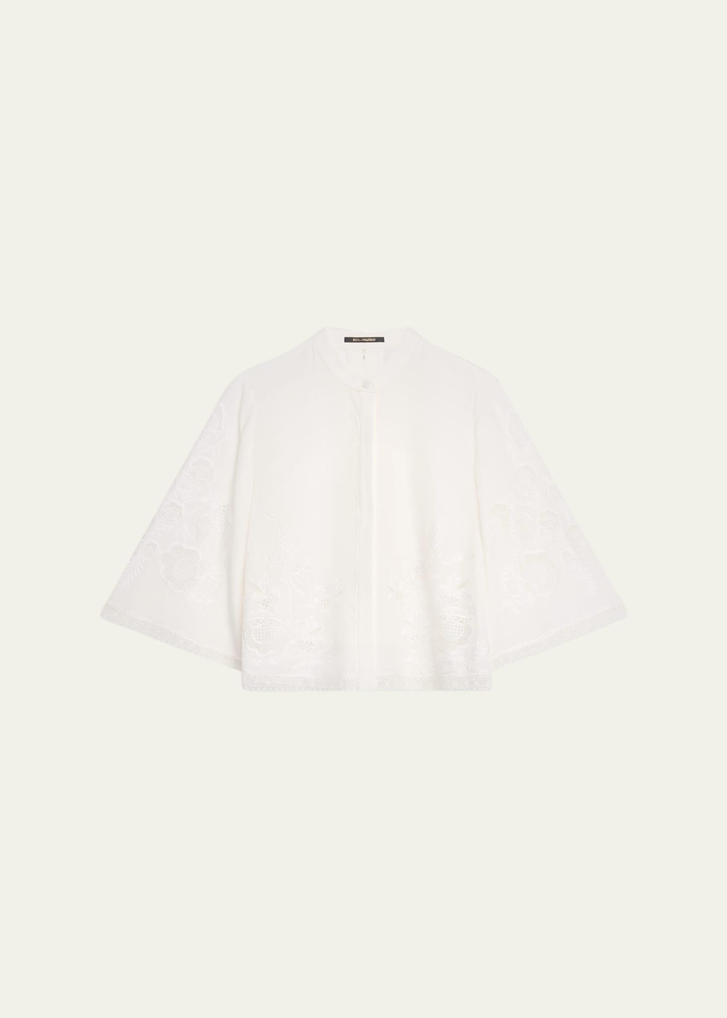 cyra embroidered lace-inset blouse