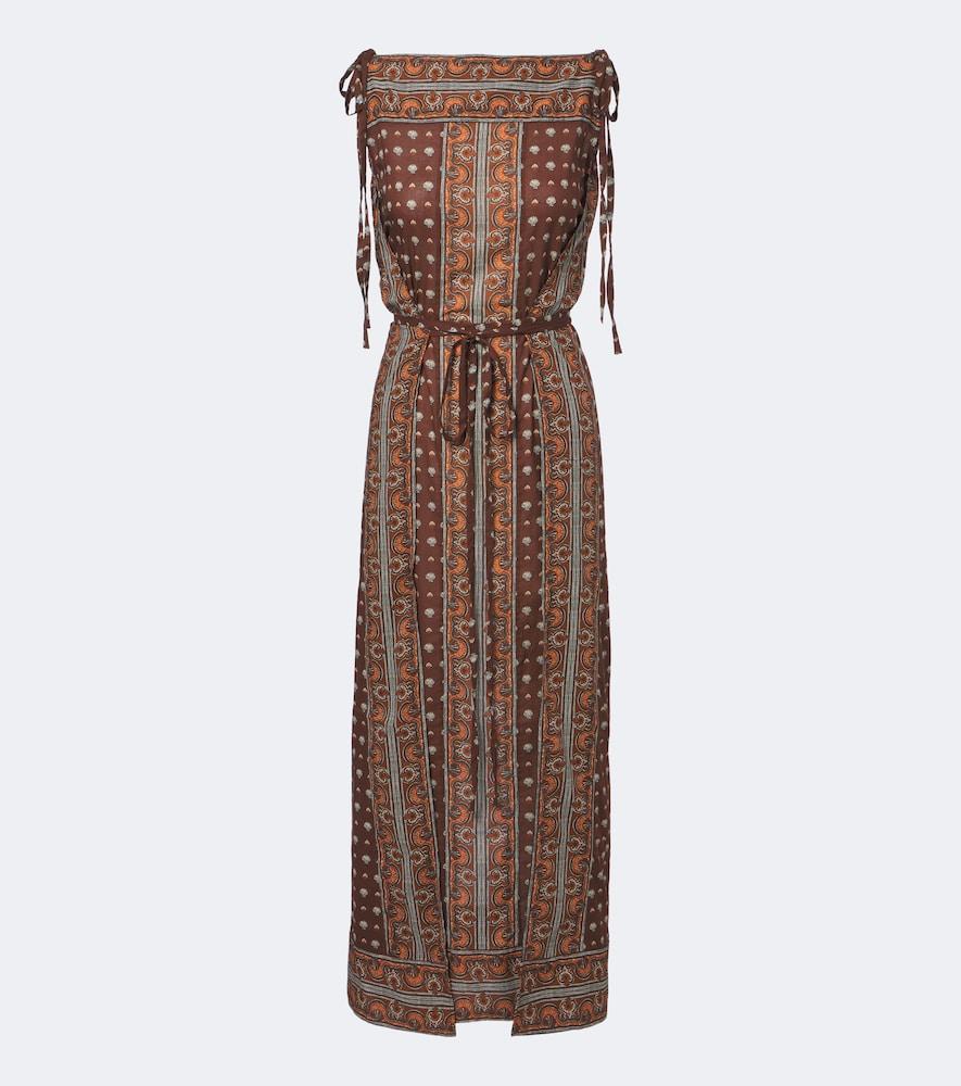 dôen amarante printed cotton voile midi dress