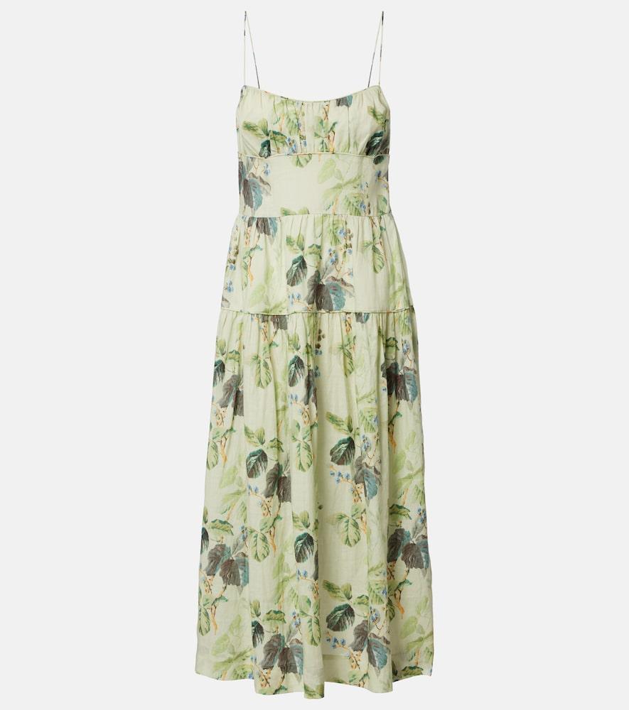 dôen benoit floral ramie midi dress