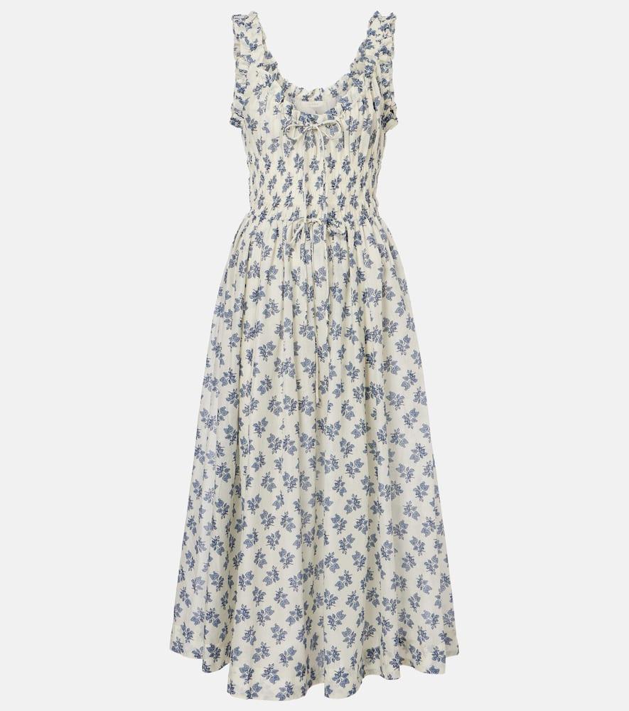 dôen emmaretta floral cotton midi dress