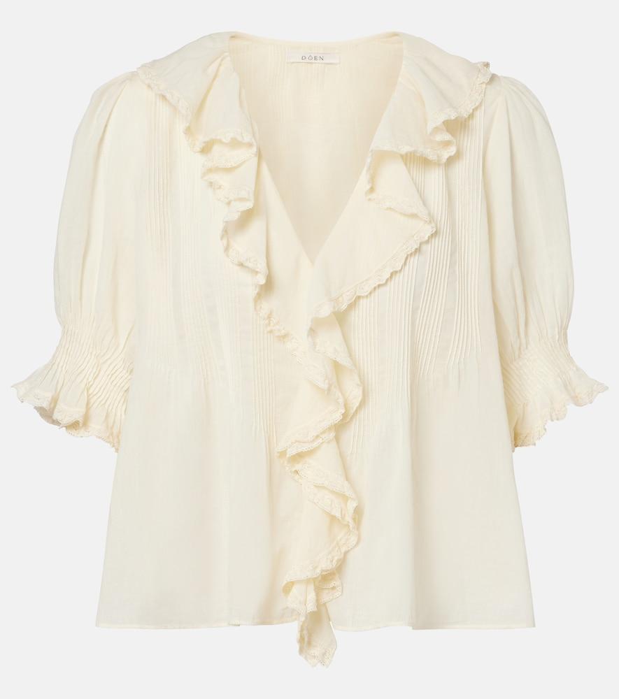 dôen henri ruffled cotton blouse