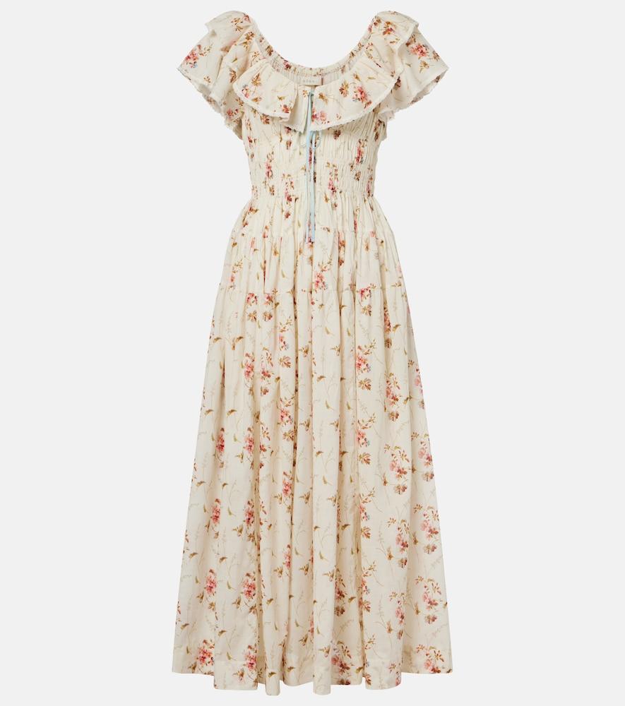 dôen illiana floral cotton midi dress
