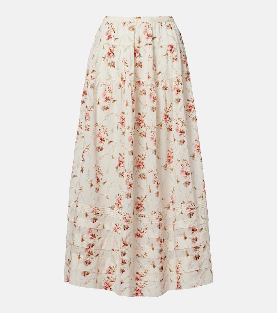 dôen marie floral cotton maxi skirt