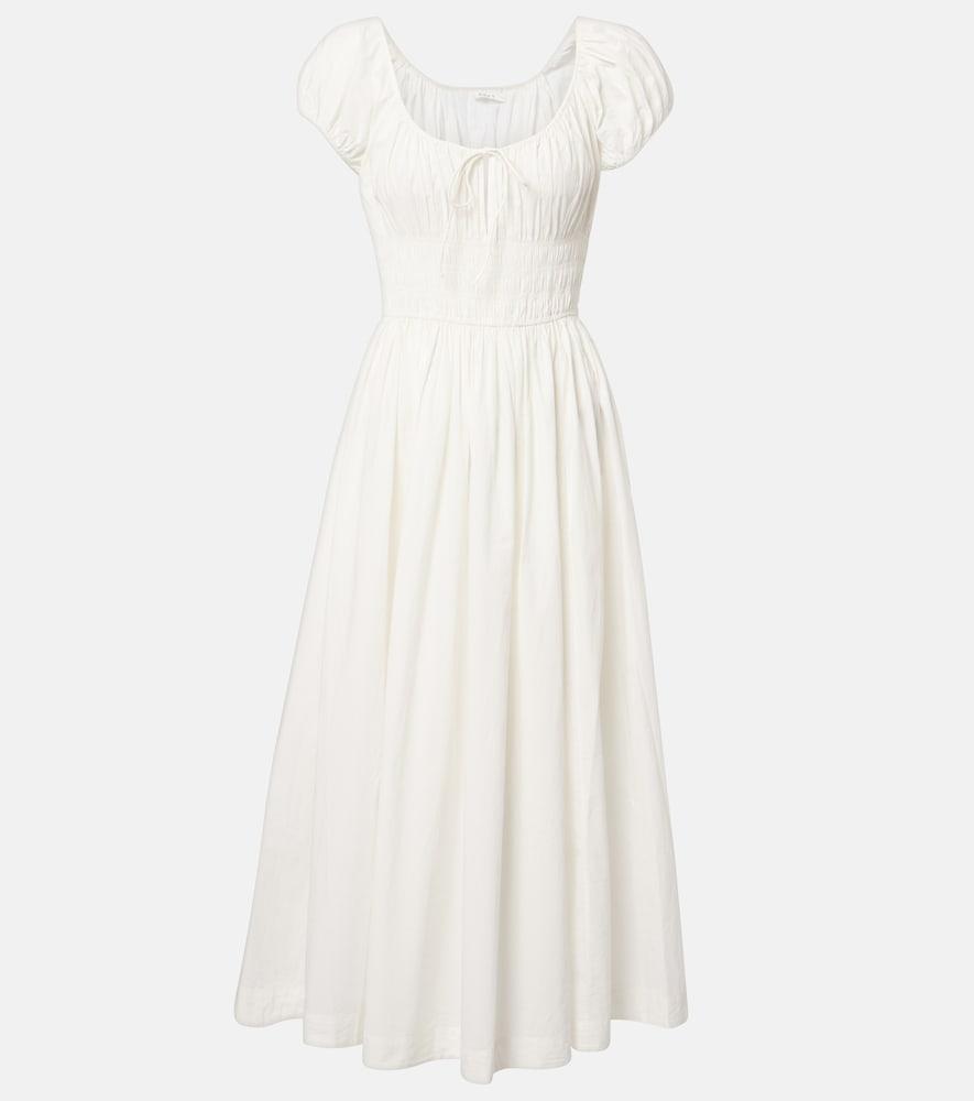 dôen quinn smocked cotton poplin midi dress