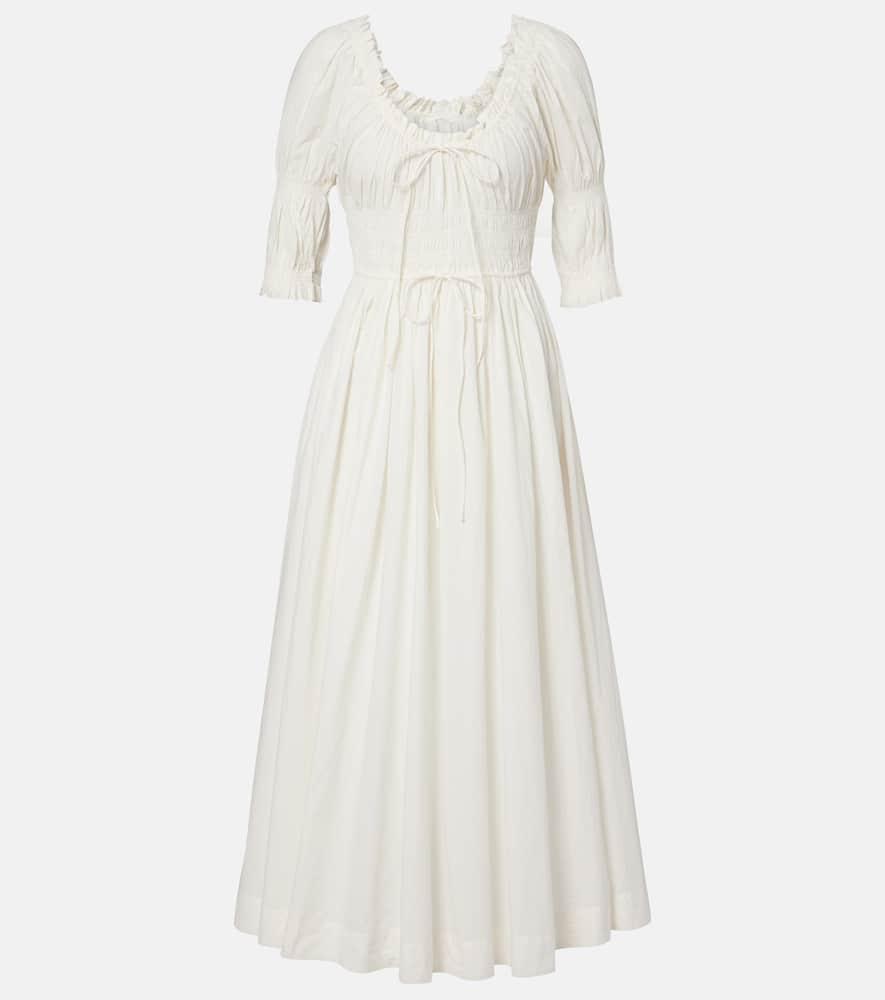 dôen shirred cotton midi dress